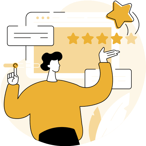 Man with star ratings icon